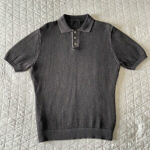 Garment-Dyed Knit Polo Shirt – Men’s Medium - Black